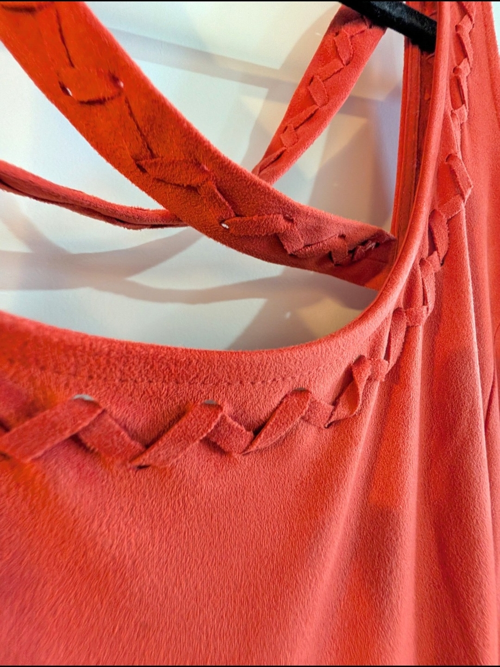 Idyllwind Faux Suede Fringe Midi Dress in Burnt Orange XL - Picture 7 of 9